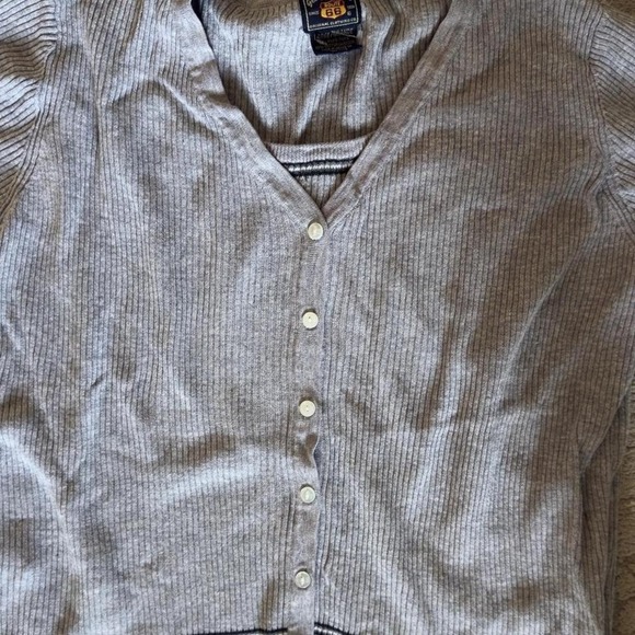 Route 66 - Women's Ribbed Cardigan Sweater - Size L - Gray Button Down Vintage - Picture 3 of 5